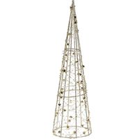 Kerstverlichting figuren Led kegel kerstboom lamp 80 cm goud op batterijen met timer - thumbnail