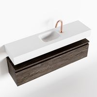 Toiletmeubel Mondiaz Andor | 120 cm | Meubelkleur Dark brown | Lex vrijhangend wastafel Talc Midden | 1 kraangat