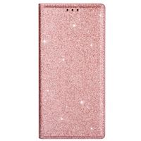 iPhone X hoesje - Bookcase - Pasjeshouder - Portemonnee - Glitter - TPU - Rose Goud