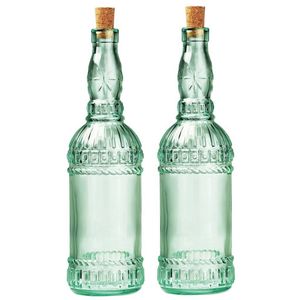 2x stuks glazen fles/karaf met kurk en dop 71 cl