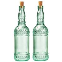 2x stuks glazen fles/karaf met kurk en dop 71 cl - thumbnail