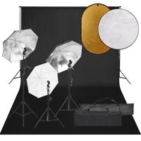 Fotostudioset met verlichtingsset, achtergrond en reflector