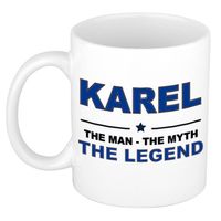 Naam cadeau mok/ beker Karel The man, The myth the legend 300 ml - Naam mokken - thumbnail