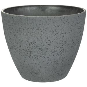 Ter Steege Bloempot/plantenpot - buiten - antraciet - D19/H15 cm - kunststof/steenmix