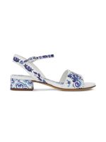 Dolce & Gabbana Kids sandales en cuir à imprimé Majolica - Bleu