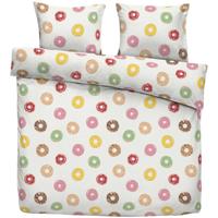 2e Halve Prijs Leen Bakker - Dekbedovertrek Hailey - Wit/roze - 200x200 Cm - Polyester - Roze#Wit