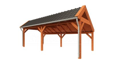 Trendhout Kapschuur De Stee 730x360 cm- Kapschuurdak- Onbehandeld lariks Douglas hout- Trendhout
