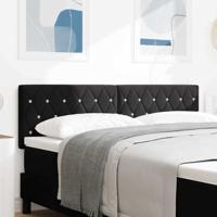 LED Hoofdbord met LED -striplichten Geruit Zwart 144 cm Fluweel
