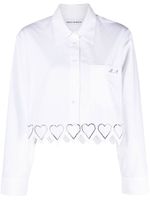 MACH & MACH chemise crop à ornements en cristal - Blanc