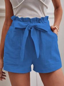 Casual Cotton And Linen Plain Regular Fit Shorts