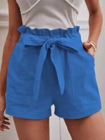 Casual Cotton And Linen Plain Regular Fit Shorts