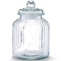 Zeller keuken voorraadpot/snoeppot - bewerkt glas - met deksel - 3800 ml - 17 x 26 cm