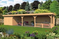 Lariks/Douglas Overkapping Oslo XL type 10 1303x430 cm- Plat dak- Onbehandeld lariks Douglas hout- Tuindeco