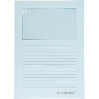Q-CONNECT L-map met venster, 120 g/m², A4, pak van 100 stuks, lichtblauw