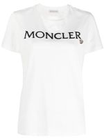 Moncler t-shirt en coton à logo brodé - Blanc