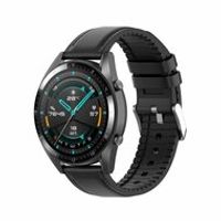 Garmin Forerunner 55 / 245 / 645 - leer + siliconen bandje - Zwart - thumbnail