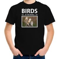 Kerkuil foto t-shirt zwart voor kinderen - birds of the world cadeau shirt uilen liefhebber XL (158-164)  -