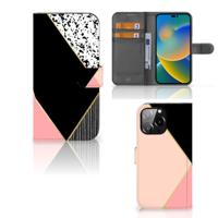 iPhone 14 Pro Max | Book Case | Zwart Roze Vormen