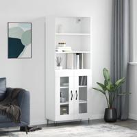 Hoge kast 69,5x34x180 cm bewerkt hout wit