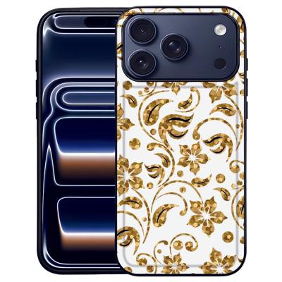 Apple iPhone 17 Pro Max | Backcover Gouden Bloemen Zwart TPU Rand