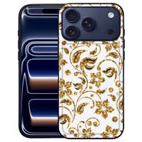 Apple iPhone 17 Pro Max | Backcover Gouden Bloemen Zwart TPU Rand