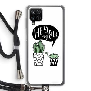 Hey you cactus: Samsung Galaxy A12 Transparant Hoesje met koord