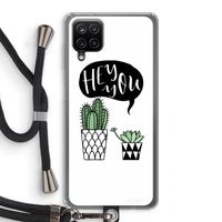 Hey you cactus: Samsung Galaxy A12 Transparant Hoesje met koord
