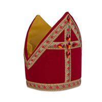 Witbaard kokermijter Sint 59 cm polyester/fluweel rood/goud