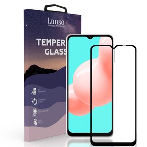 Lunso - Samsung Galaxy A32 5G - Gehard Beschermglas - Full Cover Screenprotector - Black Edge