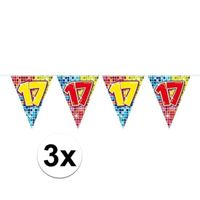3x  Mini vlaggetjeslijn slingers verjaardag  versiering 17 jaar   - - thumbnail