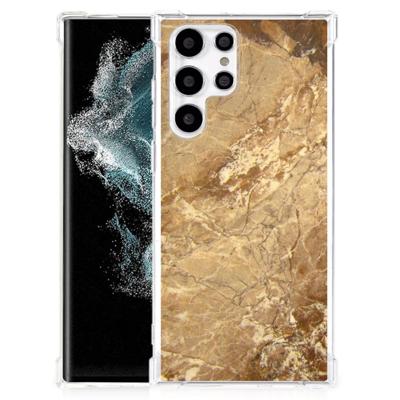 Samsung Galaxy S22 Ultra Anti-Shock Hoesje Marmer Creme Samsung Galaxy S22 Ultra Anti-Shock Hoesje Marmer Creme