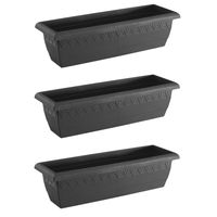 Set van 3x antraciet grijze rechthoekige plantenpotten/bloempotten Jardinera 60 x 20 cm kunststof