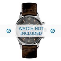 Jacques Lemans horlogeband 1-1654F Leder Bruin + bruin stiksel
