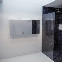 Spiegelkast Vico Cube | 150x70 cm | 3 Deuren | Zonder verlichting | Wit mat