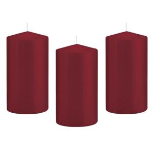 Cilinderkaars/stompkaars - 10x - bordeauxrood - 8 x 15 cm - 69 branduren