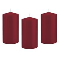 Cilinderkaars/stompkaars - 10x - bordeauxrood - 8 x 15 cm - 69 branduren