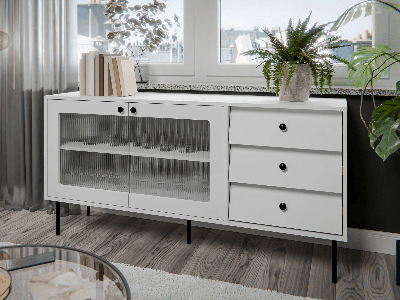 Dressoir AURALU 2 deuren 3 lades wit