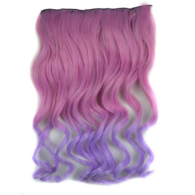 Eendelige naadloze Hair Extension stuk kleur verloop grote golf lang Curling Clip Type haarstukje