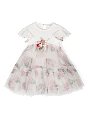 Monnalisa robe en tulle à volants - Blanc