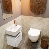 Toiletmeubel Mondiaz Andor | 40 cm | Meubelkleur Talc | Lex vrijhangend wastafel Talc Links | 1 kraangat