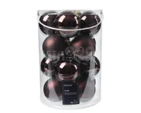 Kerstballen Glas Ø8cm Truffel Zwart 16st