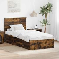 Bedframe Gerookt Eiken en Zilver 75 x 190 cm Bewerkt hout