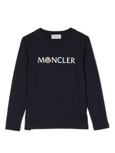 Moncler Enfant sweat en coton à logo imprimé - Bleu