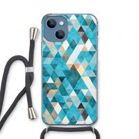 Gekleurde driehoekjes blauw: iPhone 13 mini Transparant Hoesje met koord