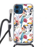 Bloemen tukan: iPhone 12 mini Transparant Hoesje met koord