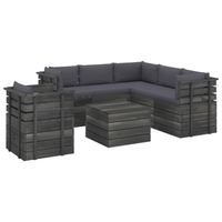 vidaXL 7-delige Loungeset met kussens pallet massief grenenhout - thumbnail