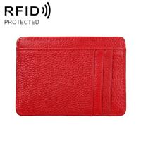 KB37 Antimagnetic RFID Litchi Texture Leather Card Holder Wallet Billfold for Men and Women (Red)
