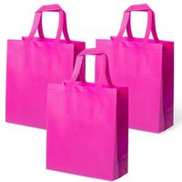 10x stuks draagtassen/schoudertassen/boodschappentassen in de kleur fuchsia roze 35 x 40 x 15 cm