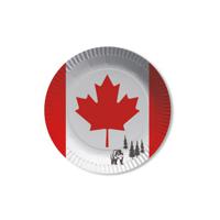 Canada vlag thema wegwerp bordjes - 8x stuks - Dia 23 cm - Canadese feestartikelen