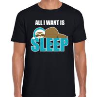Slaapshirt voor heren - All I want is sleep - pyjama - zwart - Kerst slaapshirt